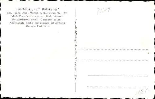 Ak Mörsch Rheinstetten in Baden Württemberg, Gasthaus zum Ratskeller