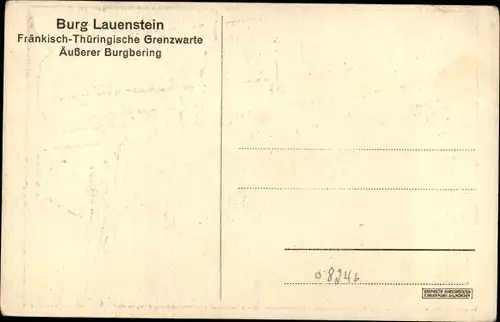 Künstler Ak Lauenstein Ludwigsstadt in Oberfranken, Burg, Grenzwarte, Äußerer Burgbering