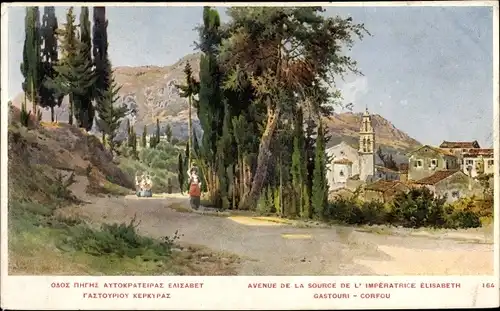 Ak Gastouri Korfu Griechenland, Avenue de la Source de l'Impératrice Elisabeth