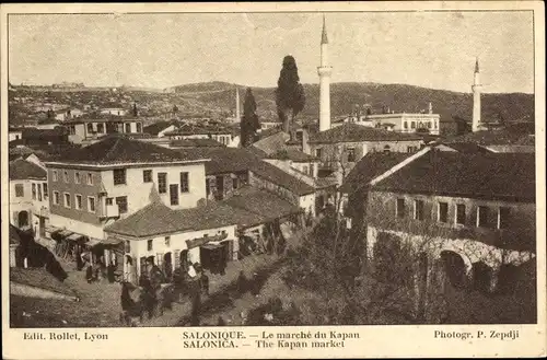 Ak Saloniki Thessaloniki Griechenland, Le Marche du Kapan, Blick auf den Markt