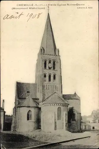 Ak Chemillé Maine-et-Loire, Vieille Église Notre-Dame