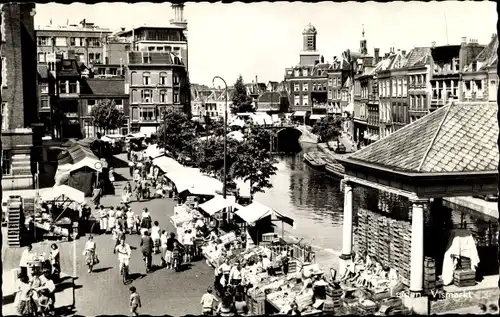 Ak Leiden Südholland Niederlande, Vismarkt