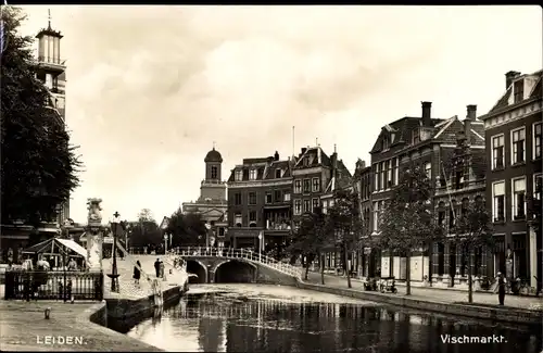 Ak Leiden Südholland Niederlande, Vischmarkt