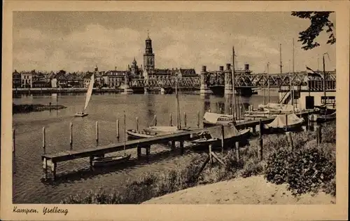 Ak Kampen Overijssel Niederlande, Yselbrug, Anlegestege, Segelboote