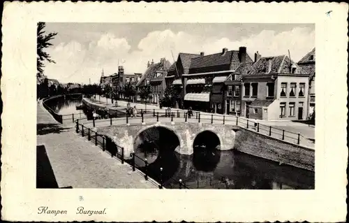 Ak Kampen Overijssel Niederlande, Burgwal, Kanal, Brücke