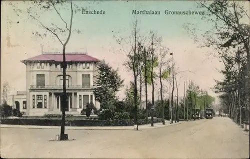 Ak Enschede Overijssel Niederlande, Marthalaan, Gronauscheweg, Tram