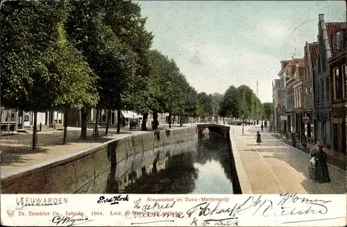 Ak Leeuwarden Friesland, Nieuwestad en Duco-Martenapijl