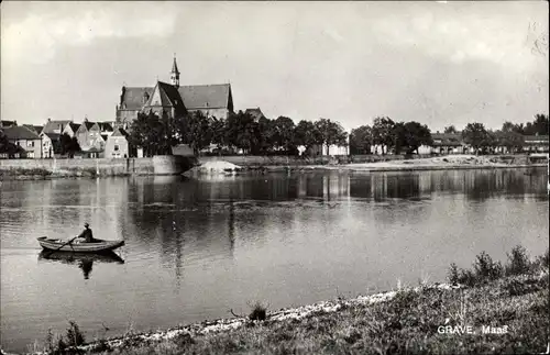 Ak Grave Nordbrabant Niederlande, Maas, Flusspartie