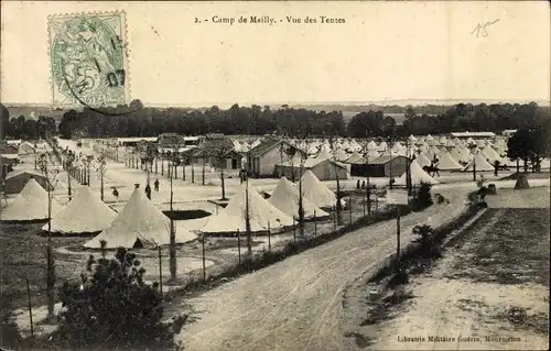 Ak Mailly le Camp Aube, Vue des Tentes