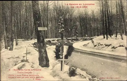 Ak Moselle Lothringen, Bataille du Col de la Chipotte, Guerre en Lorraine 1914-1915, Tombe francaise