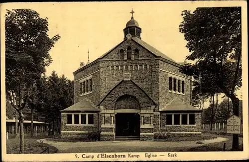 Ak Elsenborn Bütgenbach Wallonien Lüttich, Camp, Eglise, Kerk
