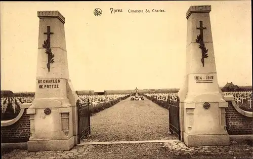 Ak Ypres Ypern Flandern, Cimetiere St. Charles