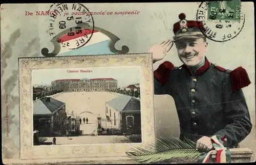 Ak Nancy Meurthe et Moselle, Caserne Blandau, Französischer Soldat in Uniform