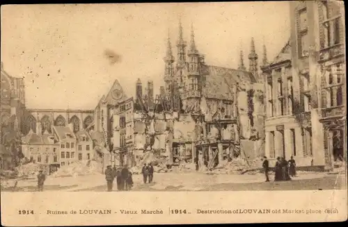 Ak Louvain Leuven Flämisch Brabant, Ruines, Vieux Marche, 1914