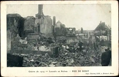 Ak Louvain Flandern Flämisch Brabant, Ruines, Guerre de 1914, Rue de Diest