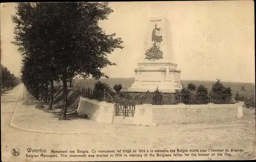 Ak Waterloo Wallonisch Brabant, Monument des Belges