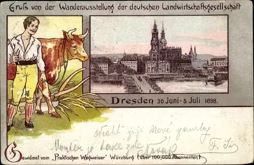 Passepartout Litho Dresden Zentrum, Wanderausstellung der dt. Landwirtschaftsgesellschaft 1898