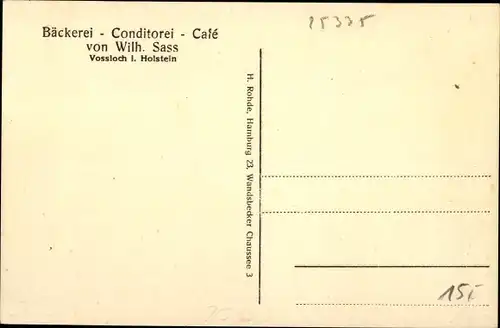 Ak Vossloch Bokholt Hanredder Schleswig Holstein, Bäckerei Konditorei Café