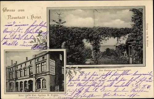 Ak Neustadt in Holstein, Hotel Stadt Kiel, Garten am Binnenwasser