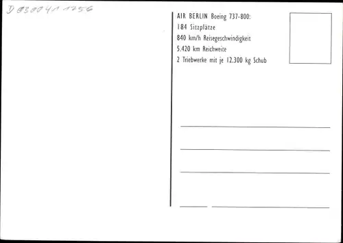 Ak Deutsches Passagierflugzeug, Air Berlin, Boeing 737 800