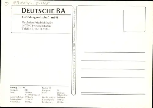 Ak Boeing 737-300, Saab 340, Deutsche BA, Passagierflugzeuge