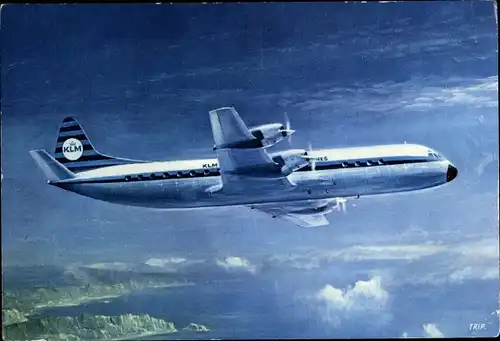 Ak Niederländisches Passagierflugzeug, KLM, Lockheed Prop Jet Electra II