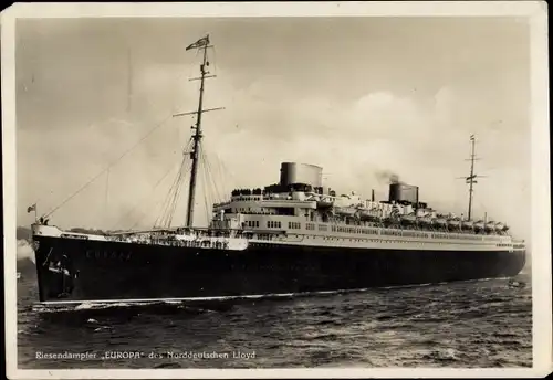 Ak Riesendampfer Europa, Vierschrauben Turbinen Schnelldampfer, NDL