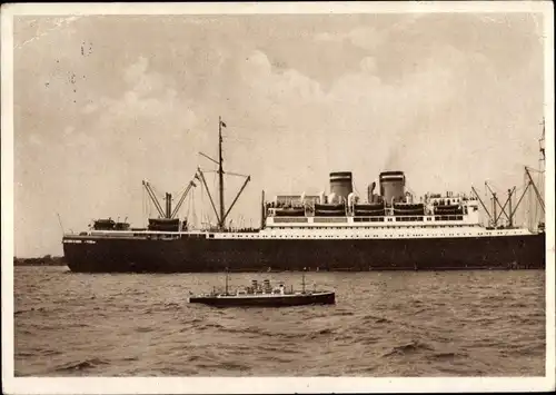 Ak Modell des Hapag Dampfschiffes Hamburg mit Originalschiff