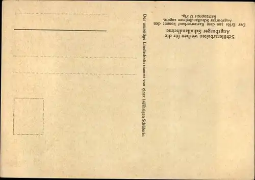 Scherenschnitt Ak Löwenzahn, Pusteblume, Augsburger Schullandheime, Linolschnitt