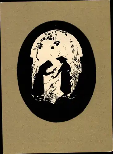 Scherenschnitt Künstler Ak Beckmann, Johanna, Frau Holle, Märchen