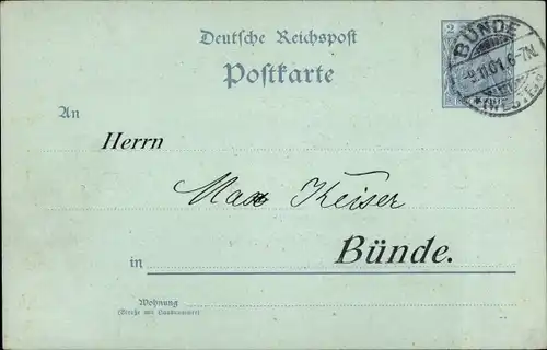 Ak Bünde in Westfalen, Turnverein Westfalia, Generalversammlung am 12.11.1901