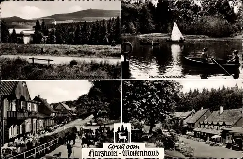 Ak Bad Harzburg im Harz, Harzhotel Molkenhaus, Bootspartie auf dem Teich