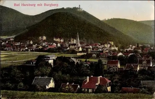 Ak Bad Harzburg am Harz, Totale mit Burgberg