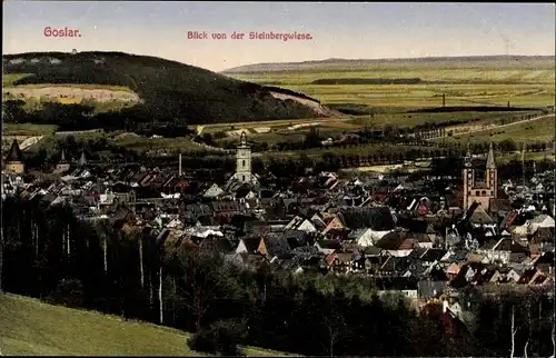 Ak Goslar am Harz, Blick von der Steinbergwiese auf den Ort