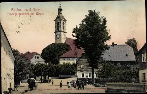 Ak Sohland an der Spree Sachsen, Kriegerdenkmal, Kirche