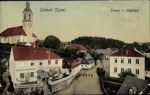 Ak Sohland an der Spree Sachsen, Straße im Mitteldorf