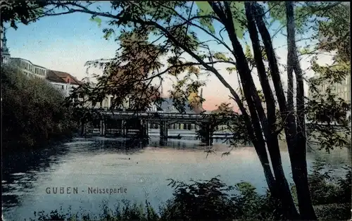 Ak Guben in der Niederlausitz, Neissepartie
