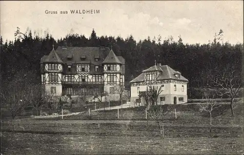 Ak Waldheim in Sachsen, Villenpartie