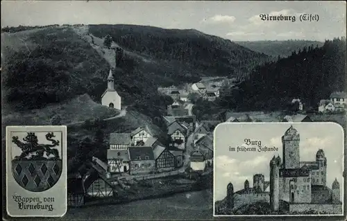 Ak Virneburg in der Eifel, Panorama, Wappen, Burg