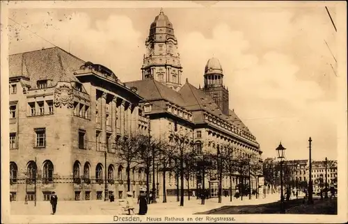 Ak Dresden, Neues Rathaus an der Ringstraße, Turm