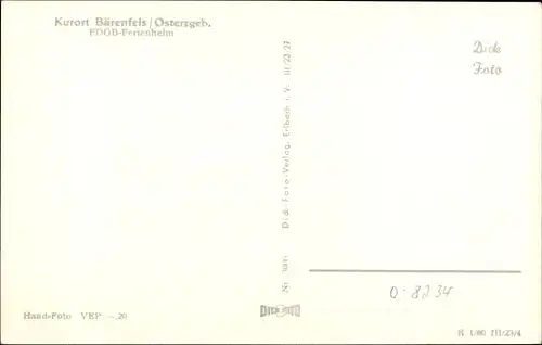 Ak Bärenfels Altenberg im Erzgebirge, FDGB Ferienheim