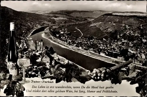 Ak Traben Trarbach an der Mosel, Gesamtansicht, Wein