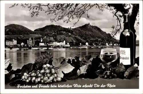 Ak Königswinter Rhein, Blick auf das Siebengebirge, Wein