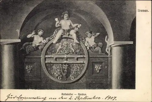 Ak Hansestadt Bremen, Ratskeller, Bacchus