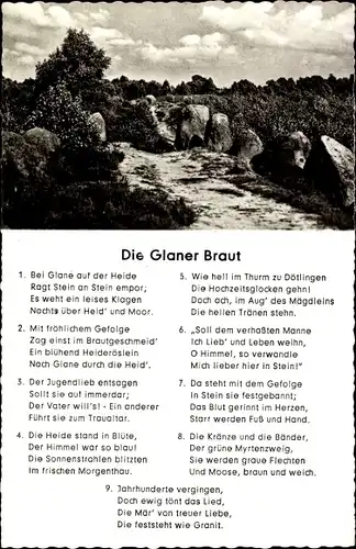 Ak Glane Wildeshausen in Oldenburg, Die Glaner Braut, Gedicht