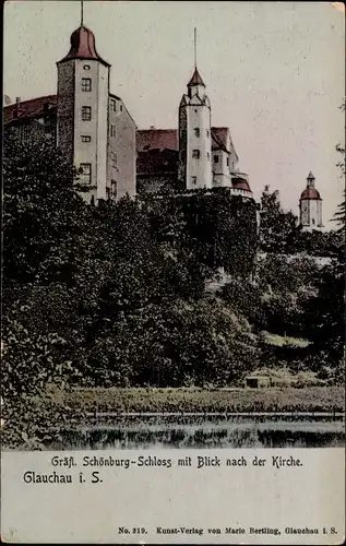Ak Glauchau in Sachsen, Gräfl. Schönburg Schloss, Kirche