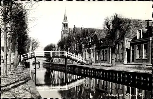 Ak Sloten Friesland Niederlande, Kanal. Ortspartie