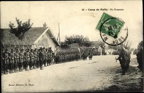 Ak Mailly le Camp Aube, Camp, Au Drapeau