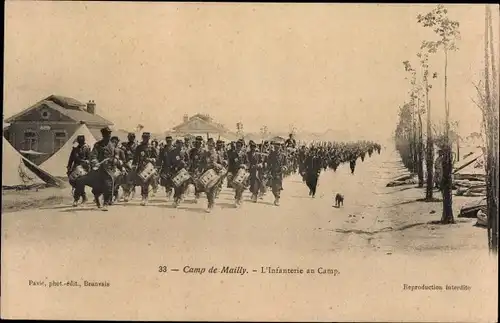 Ak Mailly le Camp Aube, Camp, L'Infanterie au Camp