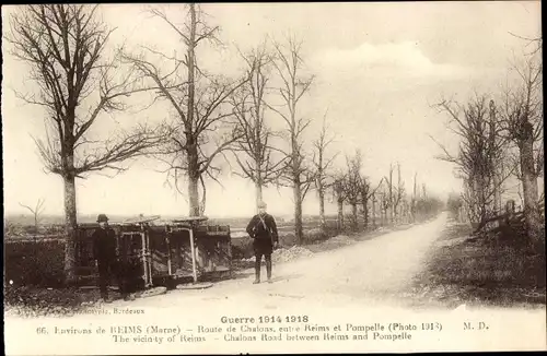 Ak Reims Marne, Route de Chalons, Guerre 1914-1918